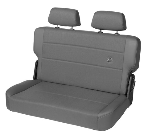 Bestop N-Tumble Seat - 55-83 Jeep Cj5 Rear Trailmax II Fold (Center Fabric Insert Charcoal/Gray) - 39441-09