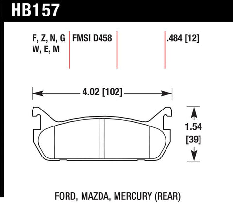 Hawk 89-93 Miata HPS Street Rear Brake Pads (D458) - HB157F.484