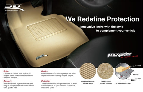 3D MAXpider 2016-2021 Honda Pilot Cross Fold (Behind 2nd Row) Kagu Cargo Liner - Black - M1HD0731309