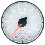 Autometer Spek-Pro Gauge Tach 2 1/16in 11K Rpm W/ Shift Light & Peak Mem Wht/Blk - P336128
