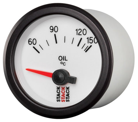 Autometer Stack 52mm 60-150 Deg C M10 Male Electric Oil Temp Gauge - White - ST3259