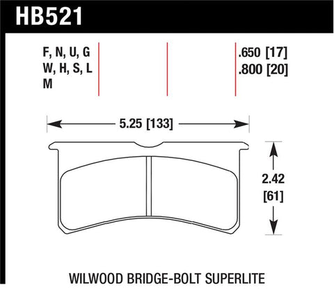 Hawk Wilwood Superlite DTC-30 Race Brake Pads - HB521W.800