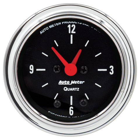 Autometer Traditional Chrome 2-1/16in 12HR Analog Clock Gauge - 2585