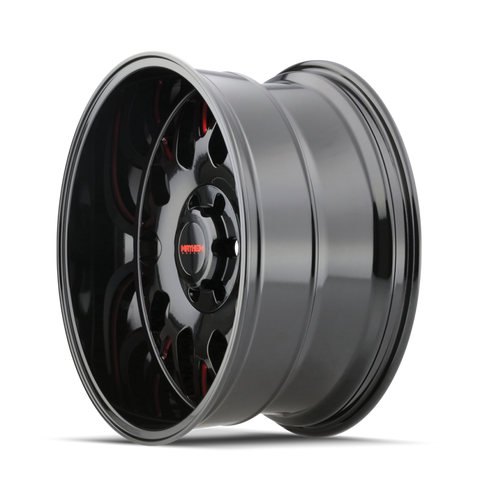 Mayhem 8110 Tripwire 20x9 / 6x139.7 BP / 18mm Offset / 106mm Hub Black w/ Prism Red Wheel - 8110-2983BTR18