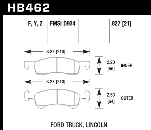 Hawk 03-06 Ford Expedition / 03-06 Lincoln Navigator LTS Street Front Brake - HB462Y.827