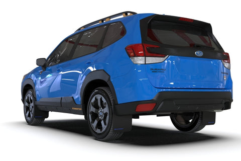 Rally Armor 22-24 Subaru Forester & Wilderness Black UR Mud Flap w/White Logo - MF82-UR-BLK/WH