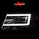 ANZO 2004-2008 Ford  F-150 Projector Headlights w/ Light Bar Chrome Housing - 111542