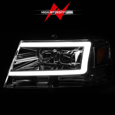 ANZO 2004-2008 Ford  F-150 Projector Headlights w/ Light Bar Chrome Housing - 111542