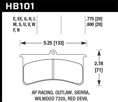 Hawk Blue 9012 Wilwood SL/AP Racing/Outlaw 20mm Race Brake Pads - HB101E.800