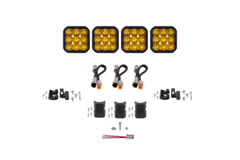 Diode Dynamics SS5 Pro Universal CrossLink 4-Pod Lightbar - Yellow Driving - DD7253