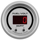 Autometer 52.4mm Silver Switchable 0-100 Fuel Level/8-18V Voltmeter Ultra-Lite Elite Digital Gauge - 6709-UL