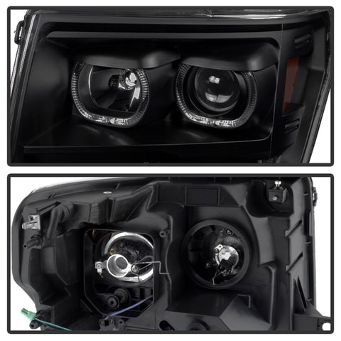 xTune Ford F150 09-14 Projector Headlights Halogen Model Only LED Halo Black PRO-JH-FF15009-CFB-BK - 9032226