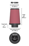 K&N Filter Universal Rubber Filter 6 inch Flange 7.5 inch Base 5 inch Top 10 inch Height - RU-3280