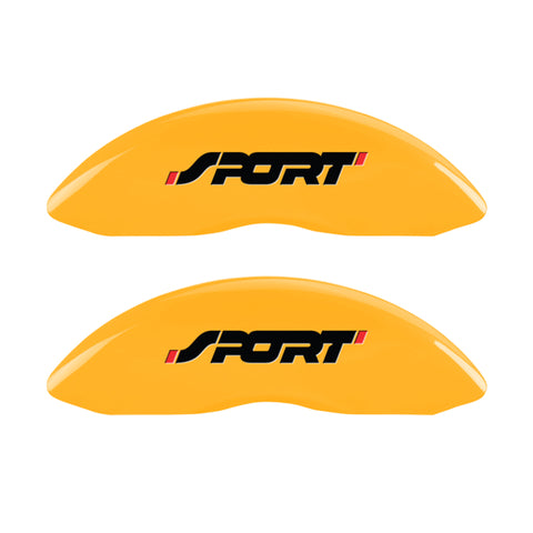 MGP 4 Caliper Covers Engraved Front & Rear No bolts/Sport Yellow finish black ch - 10229SSP1YL