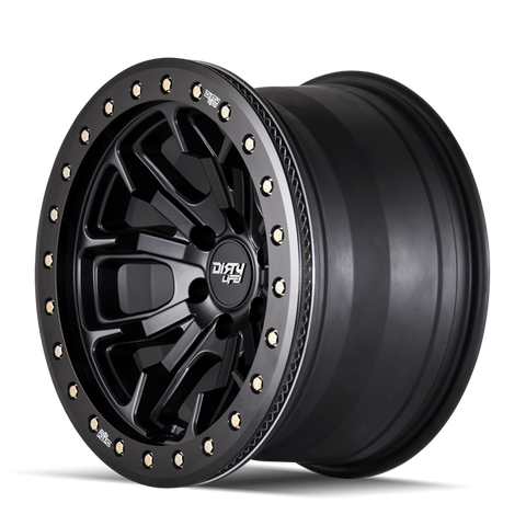 Dirty Life 9303 DT-1 17x9 / 5x127 BP / -12mm Offset / 78.1mm Hub Matte Black Wheel - Beadlock - 9303-7973MB12