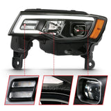 ANZO 2017-2018 Jeep Grand Cherokee Projector Headlights w/ Plank Style Switchback - Black w/ Amber - 111418