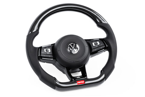 APR 15-26 Volkswagen Golf R/GTI/Jetta (MK7) Carbon Fiber/Silver Stitch Steering Wheel (For Paddles) - MS100202