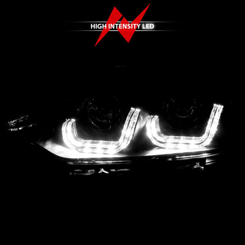 ANZO 2012-2015 BMW 3 Series Projector Headlights w/ U-Bar Black - 121504