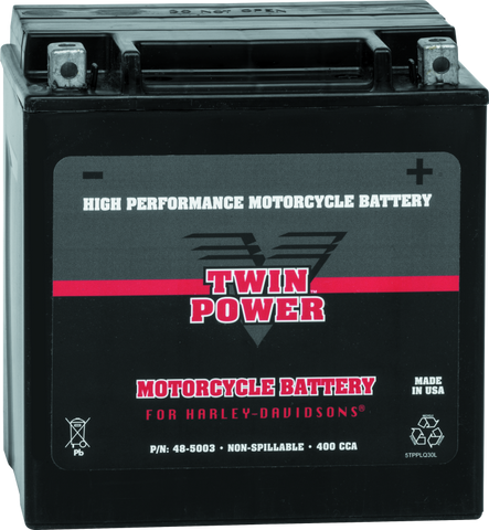 Twin Power YIX-30L High Performance Battery Replaces H-D 66010-97A Made in USA - 485003