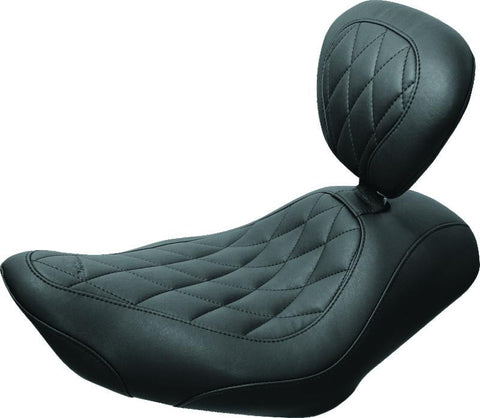 Mustang 11-17 Yamaha Stryker Standard Touring 2PC Seat w/Driver Backrest - Black - 79661