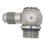DeatschWerks 8AN ORB Male to 6AN Male Flare Low Profile 90-Degree Swivel - Anodized DW Titanium - 6-02-0419