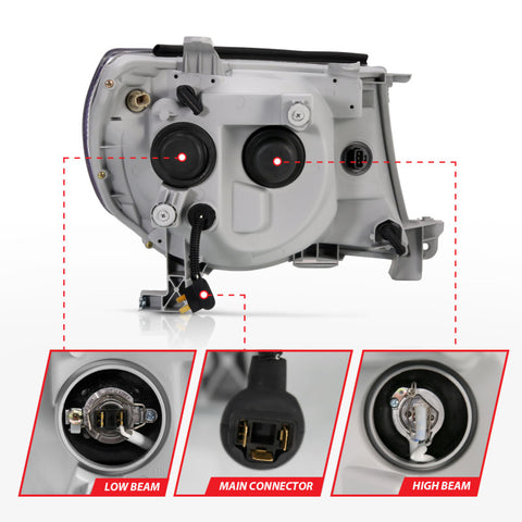 ANZO 2005-2011 Toyota Tacoma Projector Headlights w/ Halo Black - 121282