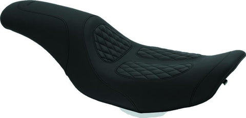 Mustang 97-07 Harley Rd King,06-07 Str Glide,00-01 Screamin Eagle 1PC Seat w/Diamond Stitch - Black - 76980