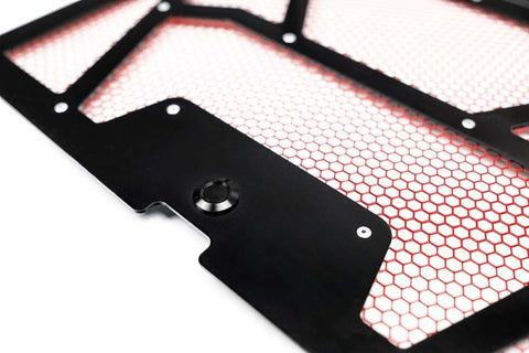 Agency Power 14-18 Polaris RZR XP 1000 / XP Turbo Vented Engine Cover - Gloss Black/Red Mesh - AP-RZR-111-FGB-MRD