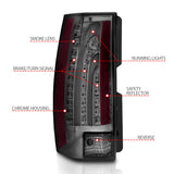 ANZO 2007-2014 Chevrolet Suburban LED Taillights Smoke G5 - Escalade Look - 311232