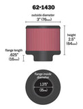 K&N 1.375in Flange ID x 3in OD x 2.5in H Rubber Base Crankcase Vent Filter - 62-1430
