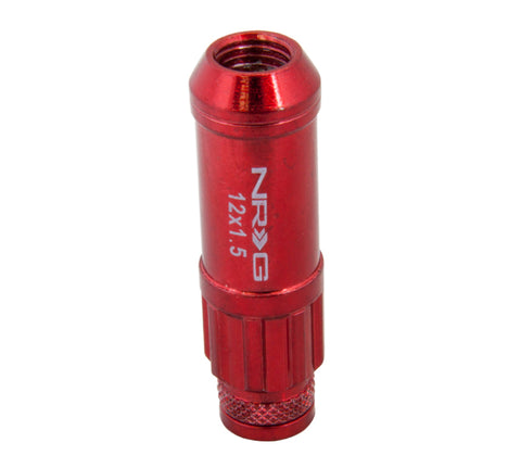 NRG 700 Series M12 X 1.5 Steel Lug Nut w/Dust Cap Cover Set 21 Pc w/Locks & Lock Socket - Red - LN-LS700RD-21