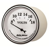 AutoMeter Gauge Voltmeter 2-1/16in. 18V Elec Old Tyme White II - 1292