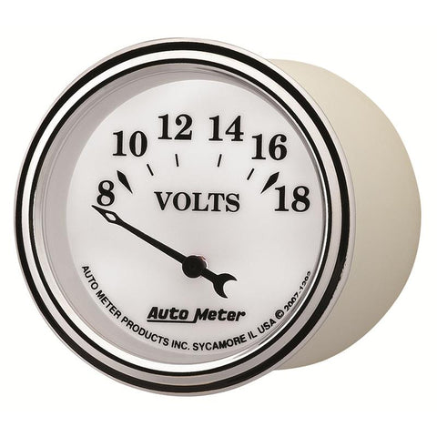 AutoMeter Gauge Voltmeter 2-1/16in. 18V Elec Old Tyme White II - 1292