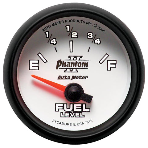 Autometer Phantom II 2-1/16in 240E - 33F OHM Electric Fuel Level Gauge - 7516