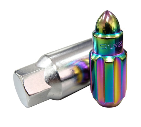 NRG 500 Series M12 X 1.5 Bullet Shape Steel Lug Nut Set - 21 Pc w/Lock Key - Neochrome - LN-LS500MC-21
