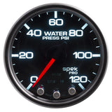 Autometer Spek-Pro Gauge Water Press 2 1/16in 120psi Stepper Motor W/Peak & Warn Blk/Smoke/Blk - P34552