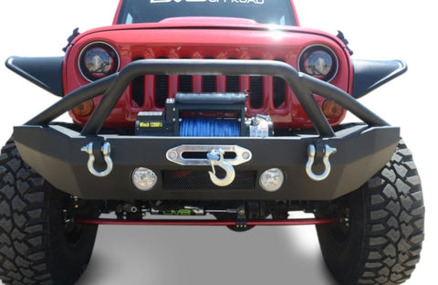DV8 Offroad 07-18 Jeep Wrangler JK/JL FS-14 Mid Length Steel Front Bumper w/ Fog Lights & LED Lights - FBSHTB-14