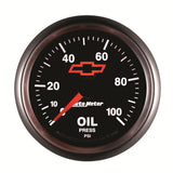 Autometer GM Bowtie Black 2-1/16in 0-100 PSI Oil Pressure - Stepper Motor - 3653-00406