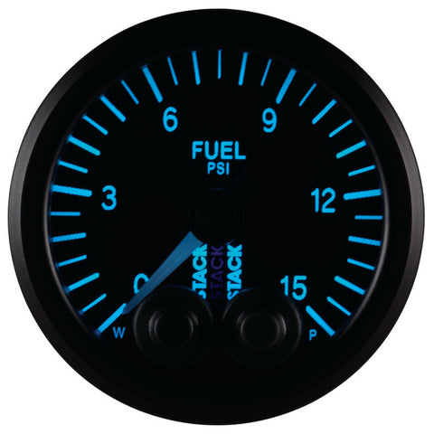 Autometer Stack 52mm 0-15 PSI 1/8in NPTF Male Pro-Control Fuel Pressure Gauge - Black - ST3504