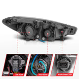ANZO 2014-2016 Kia Forte Projector Headlights w/ Light Bar Black Housing w/ DRL - 121562