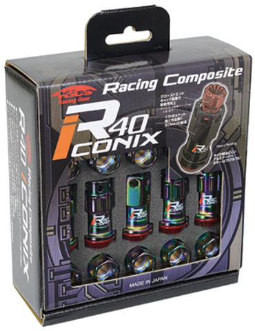 Project Kics 20 PCS (NO LOCKS) Neocro R40 Iconix W/ Plastic Cap (Black) - 12X1.50 - WRIF01NK