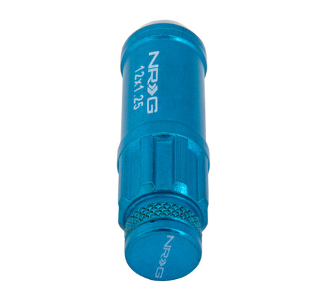 NRG 700 Series M12 X 1.25 Steel Lug Nut w/Dust Cap Cover Set 21 Pc w/Locks & Lock Socket - Blue - LN-LS710BL-21