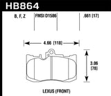 Hawk 13-17 Lexus GS350/GS350 F Sport / 12-17 Lexus IS350 Performance Ceramic Street Front Brake Pads - HB864Z.661