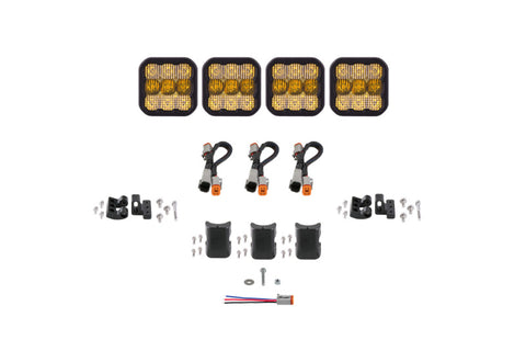 Diode Dynamics SS5 Pro Universal CrossLink 4-Pod Lightbar - Yellow Combo - DD7241