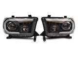 Raxiom 07-13 Toyota Tundra Axial Projector Headlights w/ SEQL LED Bar- Blk Housing (Clear Lens) - TU16007