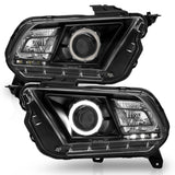 ANZO 2010-2014 Ford Mustang Projector Headlights w/ Halo Black (CCFL) - 121323
