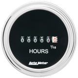 Autometer Traditional Chrome 52mm 100k Short Sweep Electronic Hourmeter - 2587