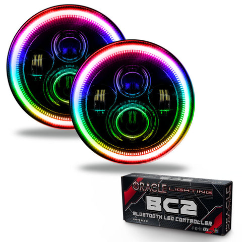 Oracle 7in High Powered LED Headlights - Black Bezel - ColorSHIFT - BC1 - 5769-335
