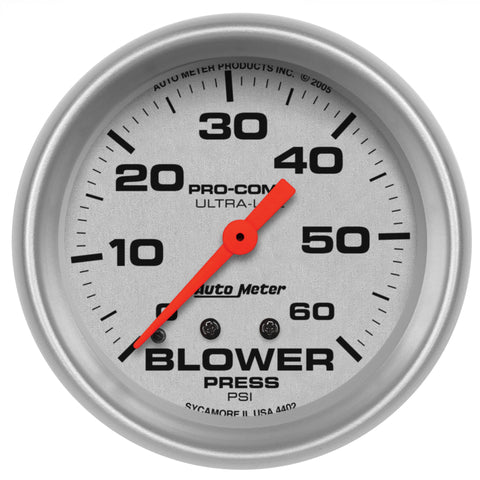 Autometer Ultra-Lite 2-5/8in Blower Pressure Gauge - 60PSI / Mechanical - 4402