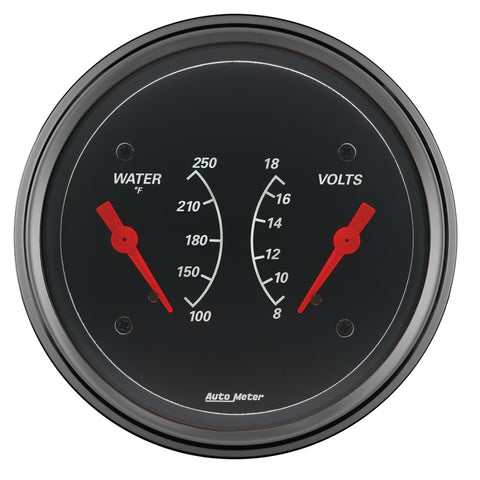 AutoMeter Gauge Dual Wtmp & Volt 3-3/8in. 250 Deg. F & 18V Elec Designer Black - 1430